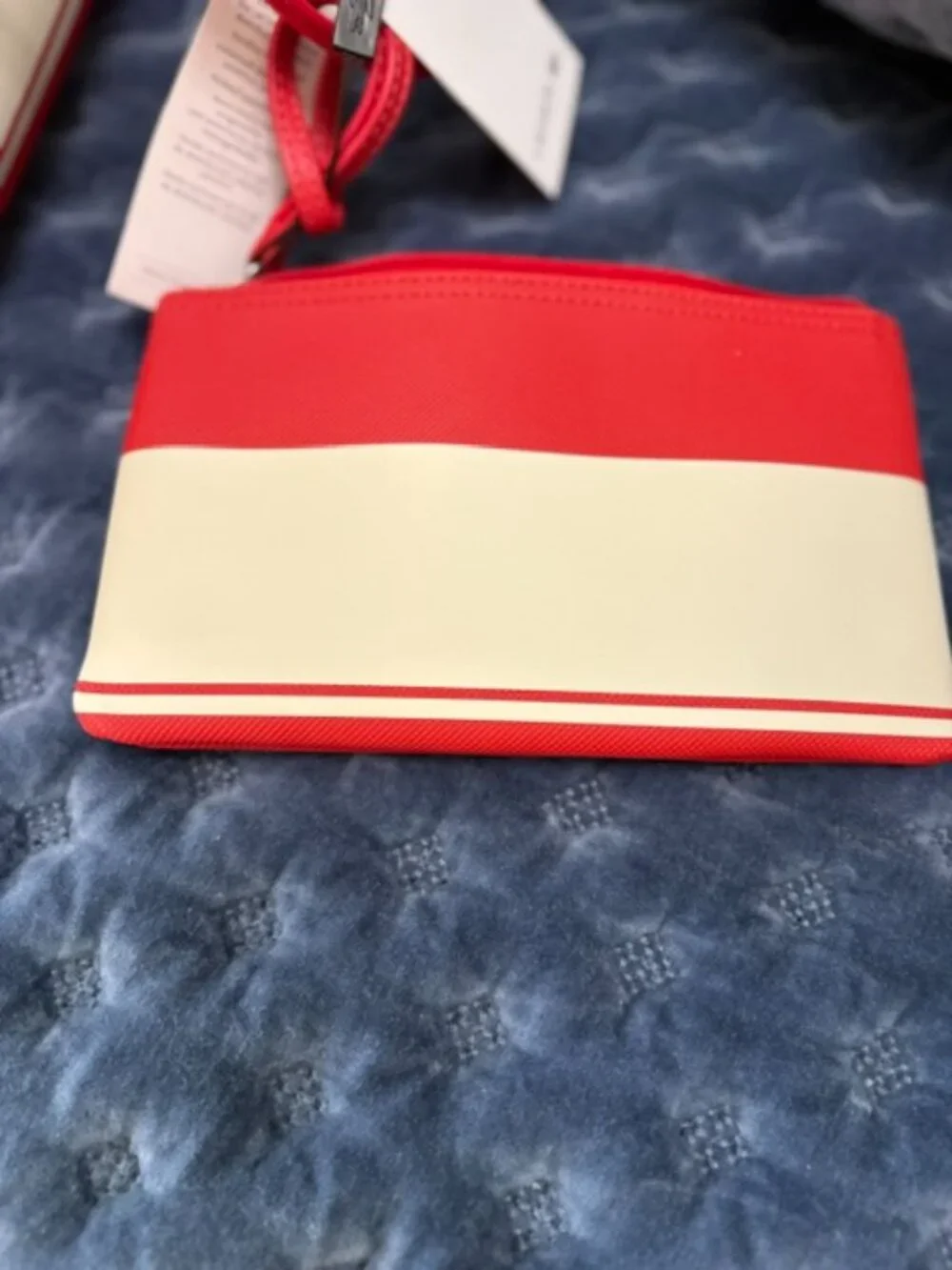 Lacoste Aurora red & white stripe shoulder bag with matching clutch